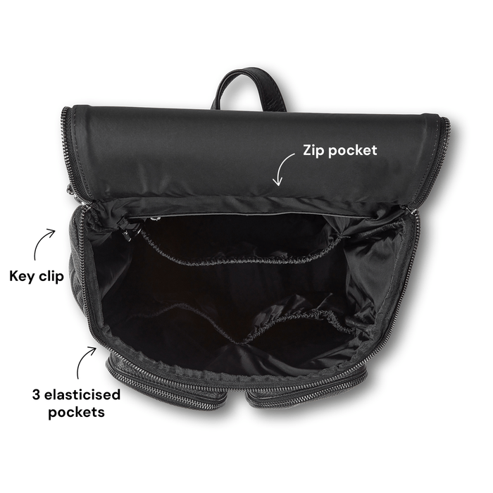 Signature Nappy Backpack - Jet Black Genuine Leather