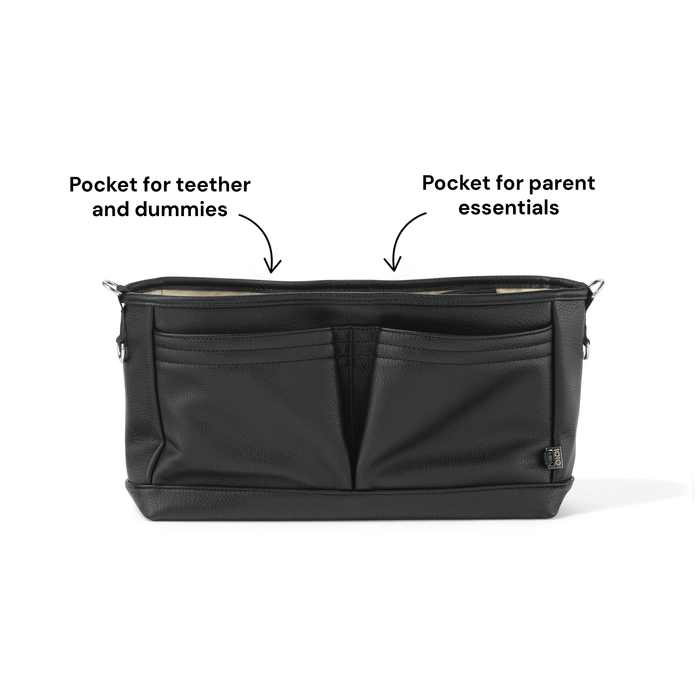 Signature Pram Caddy - Black Dimple Vegan Leather